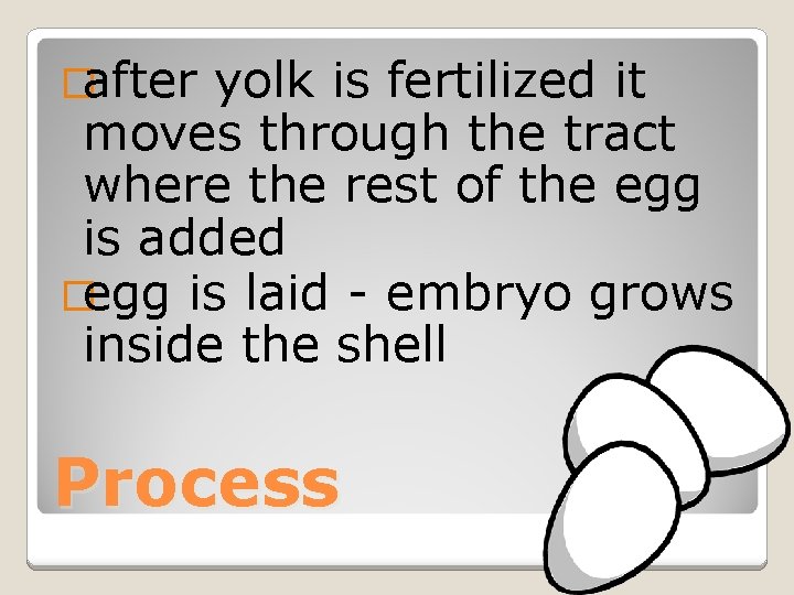 �after yolk is fertilized it moves through the tract where the rest of the