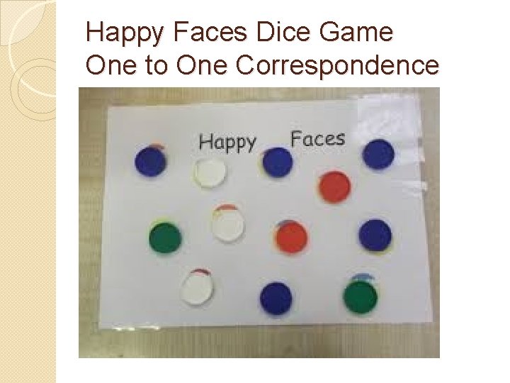 Happy Faces Dice Game One to One Correspondence 