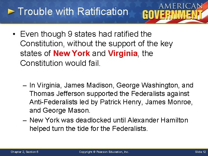 Trouble with Ratification • Even though 9 states had ratified the Constitution, without the