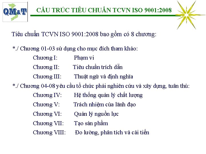 CẤU TRÚC TIÊU CHUẨN TCVN ISO 9001: 2008 Tiêu chuẩn TCVN ISO 9001: 2008