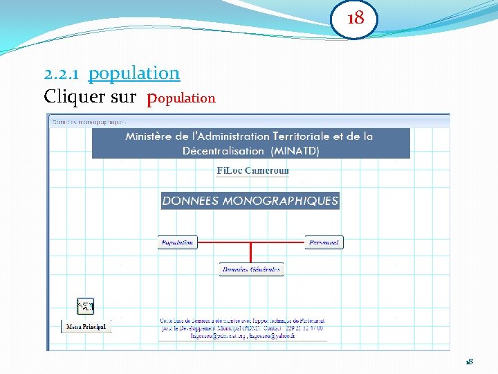 18 2. 2. 1 population Cliquer sur population 18 