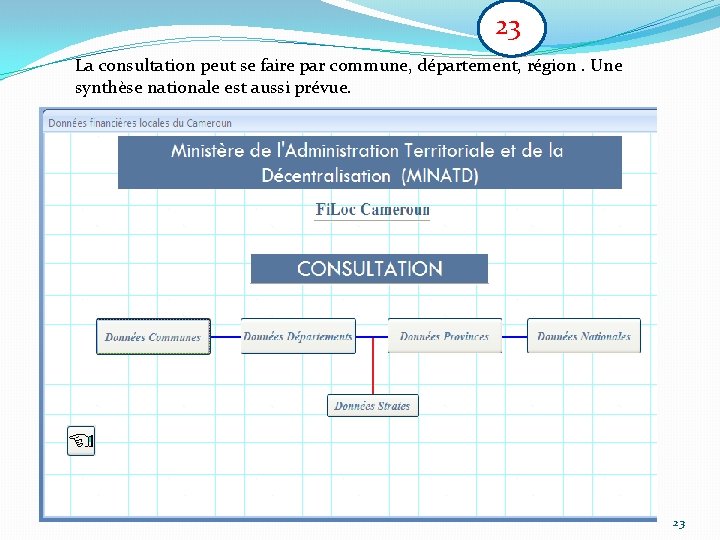 23 La consultation peut se faire par commune, département, région. Une synthèse nationale est