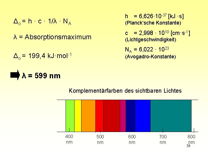 h = 6, 626· 10 -37 [k. J ·s] Δo = h · c