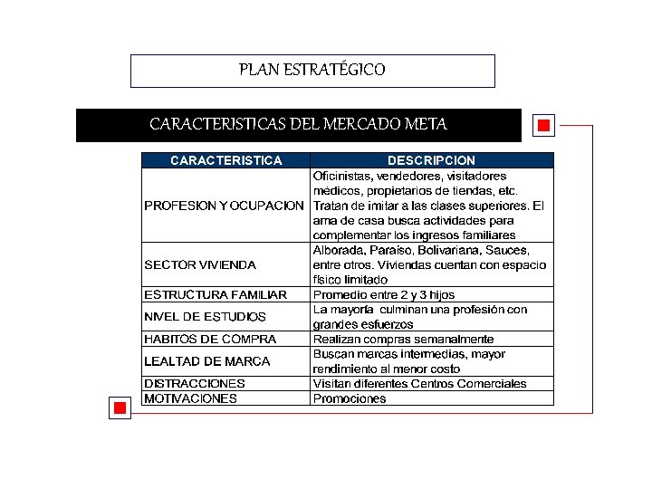 PLAN ESTRATÉGICO CARACTERISTICAS DEL MERCADO META 