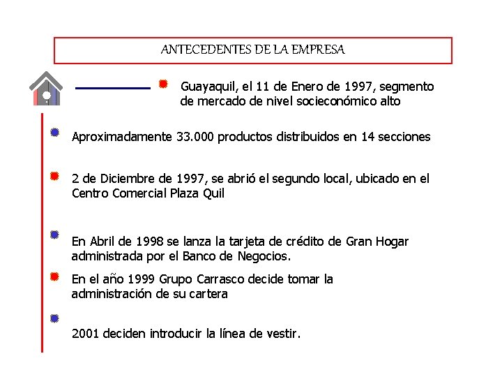 ANTECEDENTES DE LA EMPRESA Guayaquil, el 11 de Enero de 1997, segmento de mercado