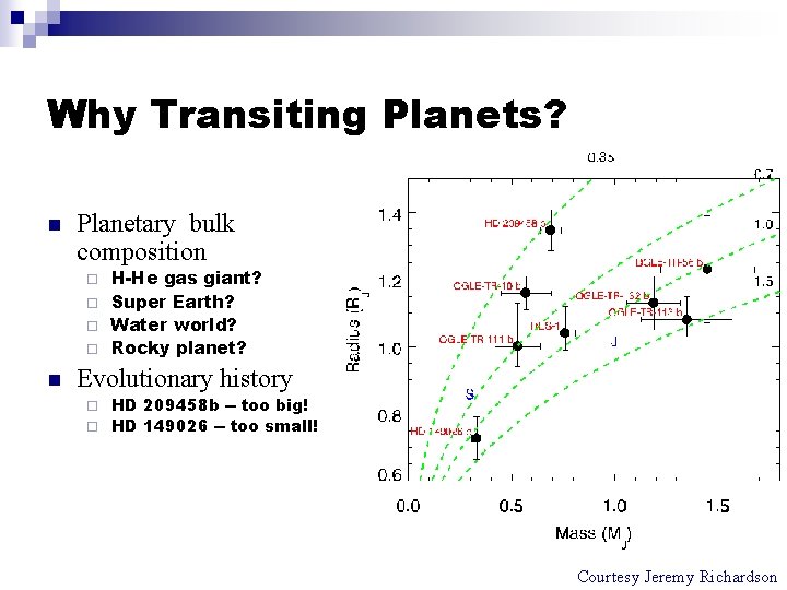 Why Transiting Planets? n Planetary bulk composition H-He gas giant? ¨ Super Earth? ¨