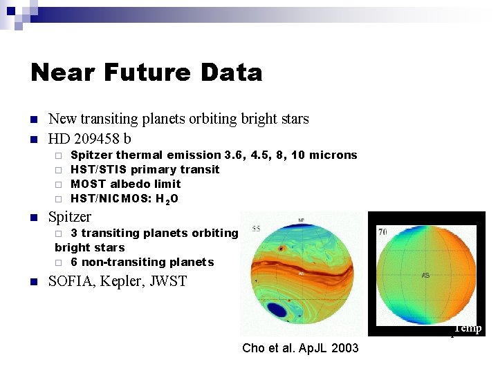 Near Future Data n n New transiting planets orbiting bright stars HD 209458 b