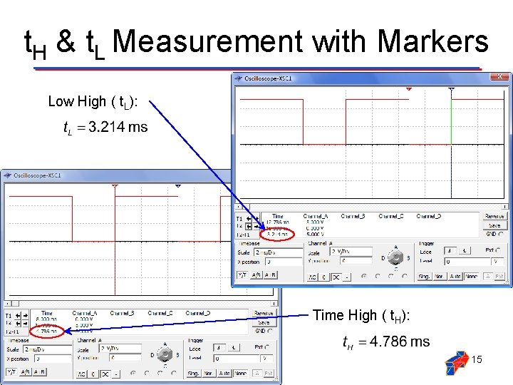 t. H & t. L Measurement with Markers Low High ( t. L): Time