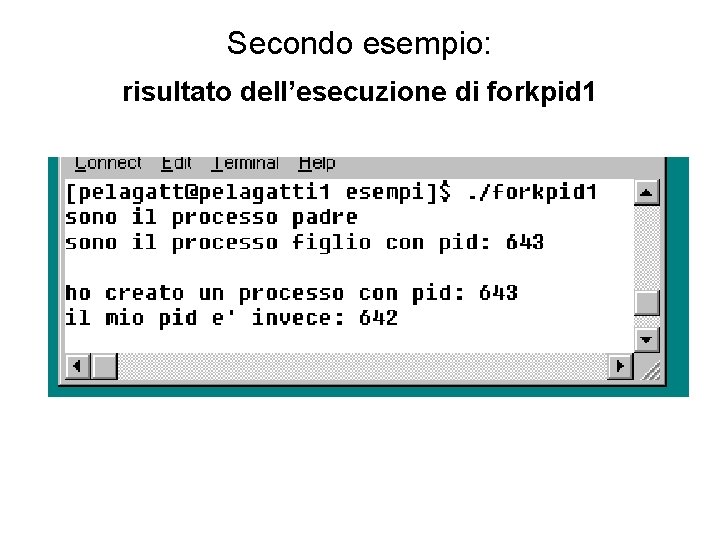 Secondo esempio: risultato dell’esecuzione di forkpid 1 