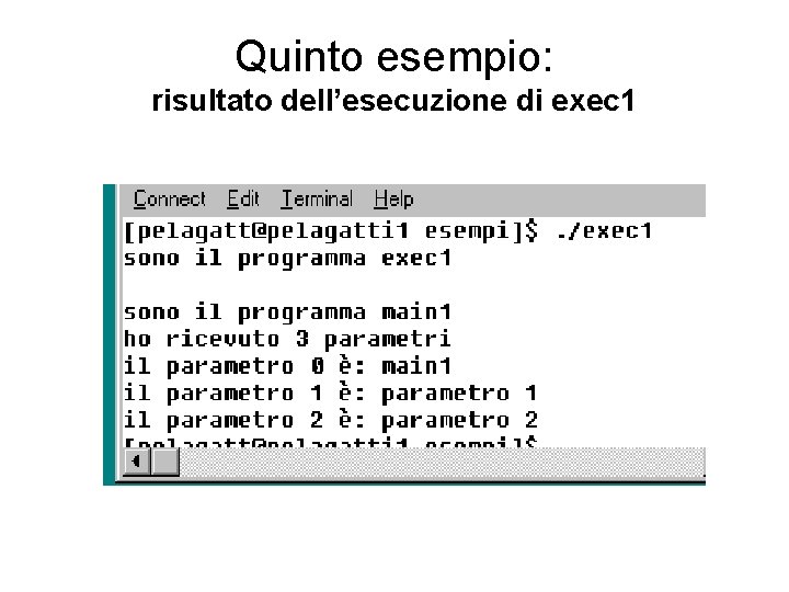 Quinto esempio: risultato dell’esecuzione di exec 1 