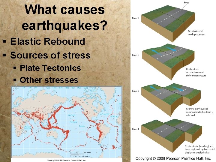 What causes earthquakes? § Elastic Rebound § Sources of stress § Plate Tectonics §