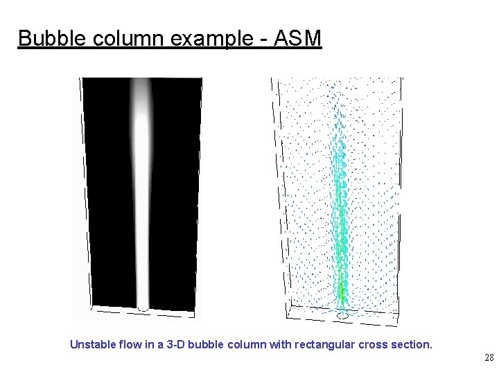Bubble column example - ASM Unstable flow in a 3 -D bubble column with