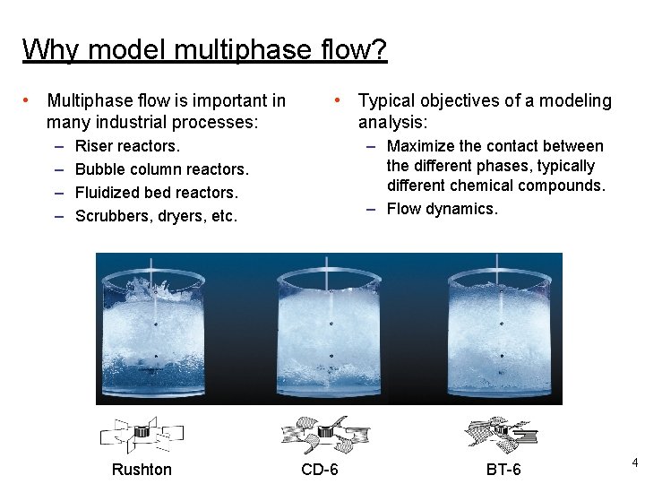 Why model multiphase flow? • Multiphase flow is important in many industrial processes: –