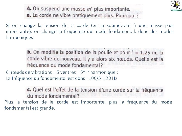 Si on change la tension de la corde (en la soumettant à une masse