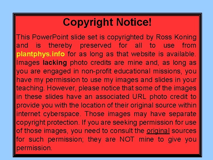 Copyright Notice! This Power. Point slide set is copyrighted by Ross Koning and is