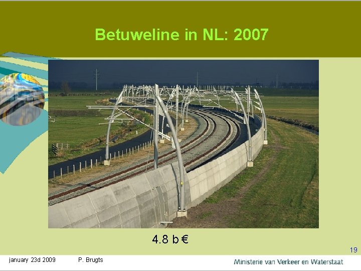 Betuweline in NL: 2007 4. 8 b € 19 january 23 d 2009 P.