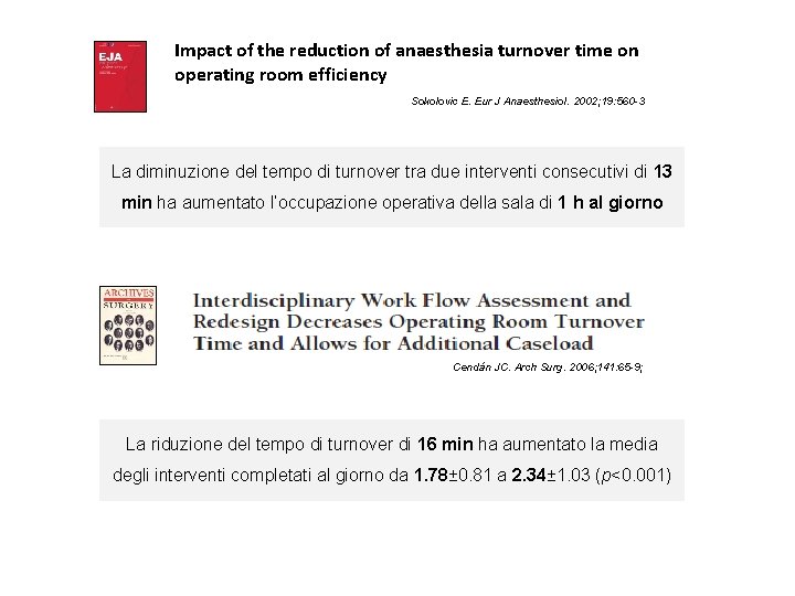 Impact of the reduction of anaesthesia turnover time on operating room efficiency Sokolovic E.