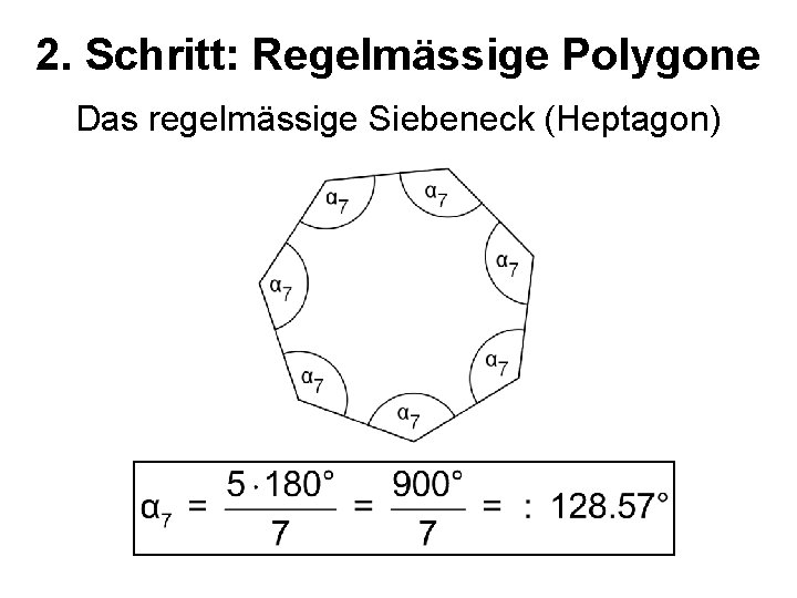 2. Schritt: Regelmässige Polygone Das regelmässige Siebeneck (Heptagon) 