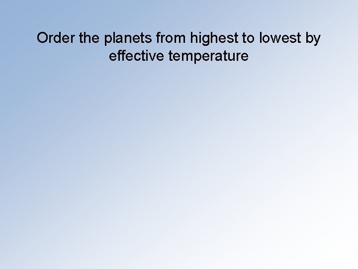 Order the planets from highest to lowest by effective temperature 
