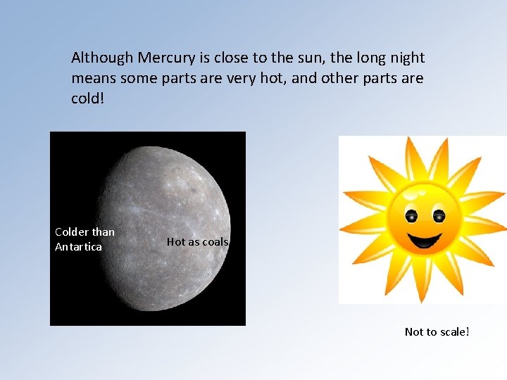 Although Mercury is close to the sun, the long night means some parts are