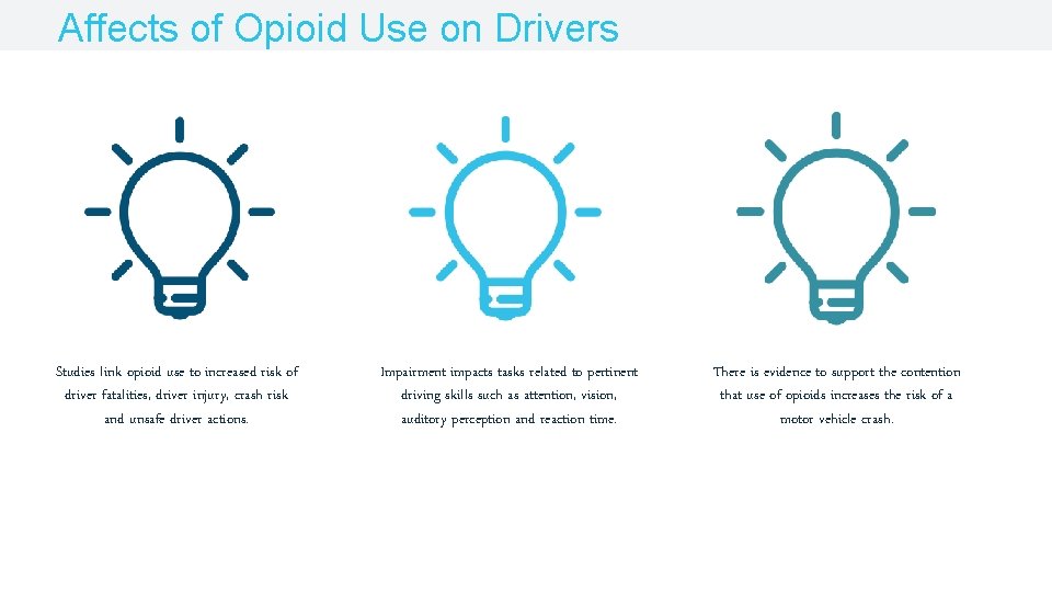 Affects of Opioid Use on Drivers Studies link opioid use to increased risk of