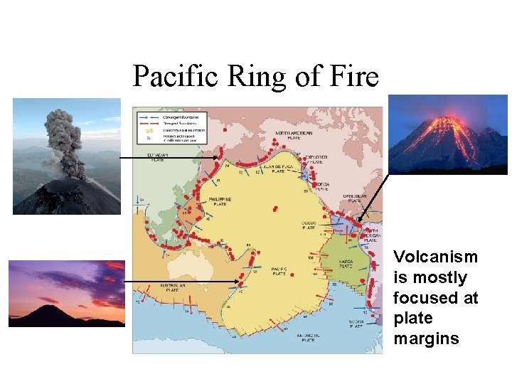 Pacific Ring of Fire Volcanism is mostly focused at plate margins 