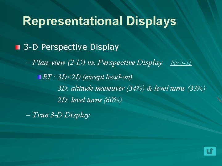 Representational Displays 3 -D Perspective Display – Plan-view (2 -D) vs. Perspective Display Fig