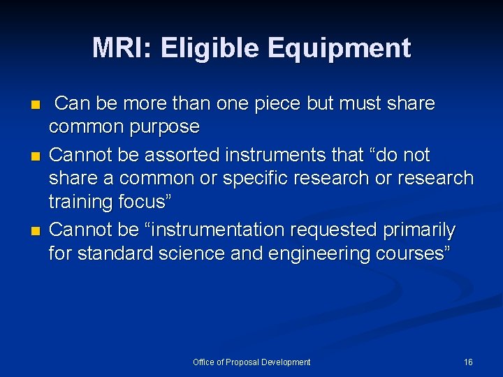 MRI: Eligible Equipment n n n Can be more than one piece but must MRI: Eligible Equipment n n n Can be more than one piece but must