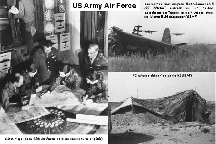 US Army Air Force Les bombardiers moyens North-American B -25 Mitchell arrivent sur un