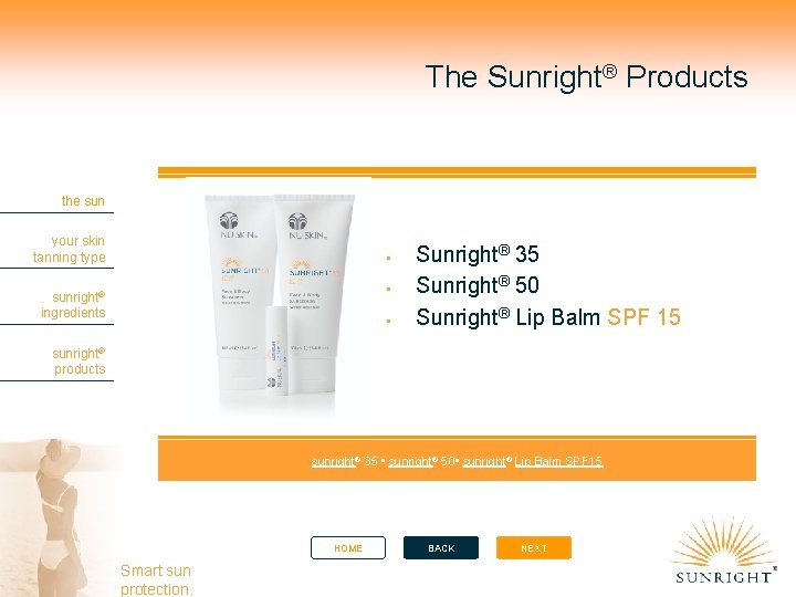 The Sunright® Products the sun your skin tanning type sunright® ingredients Sunright® 35 Sunright®