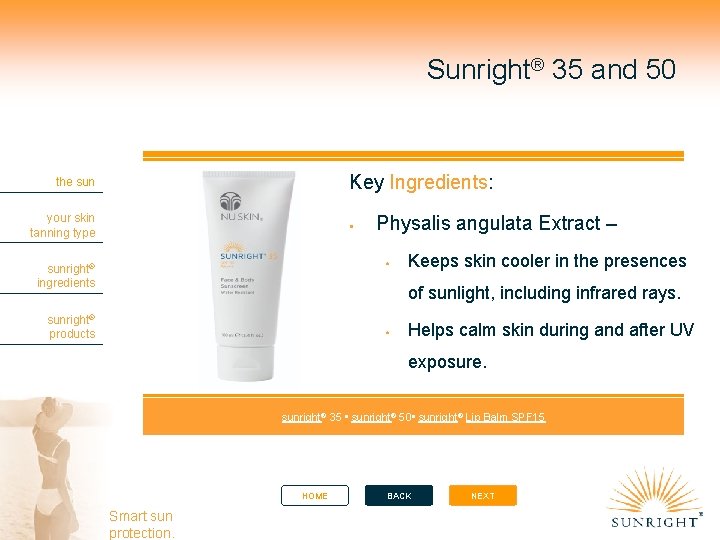 Sunright® 35 and 50 Key Ingredients: the sun your skin tanning type Physalis angulata