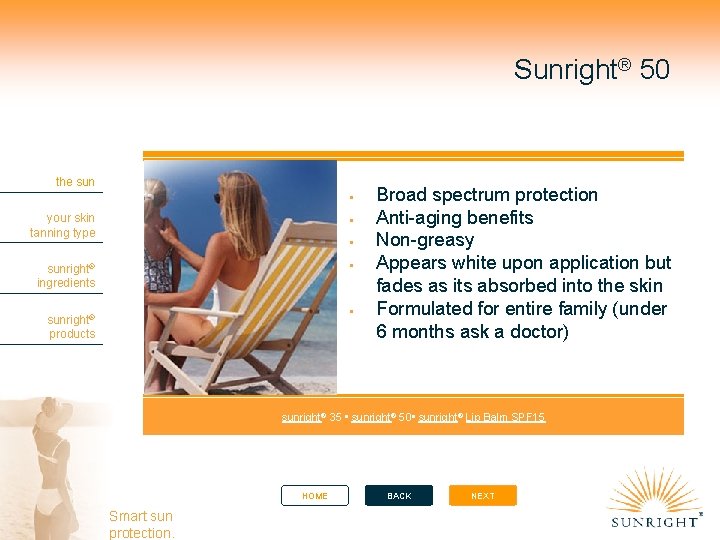 Sunright® 50 the sun your skin tanning type sunright® ingredients sunright® products Broad spectrum