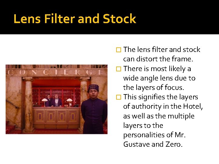 Lens Filter and Stock � The lens filter and stock can distort the frame.