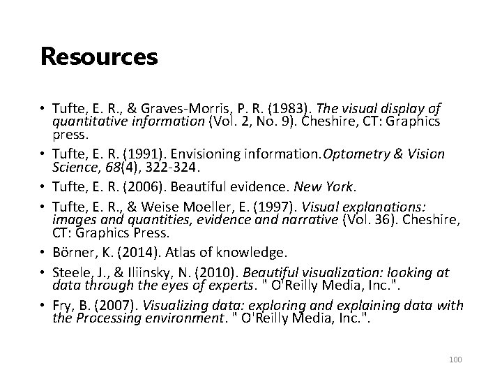 Resources • Tufte, E. R. , & Graves‐Morris, P. R. (1983). The visual display