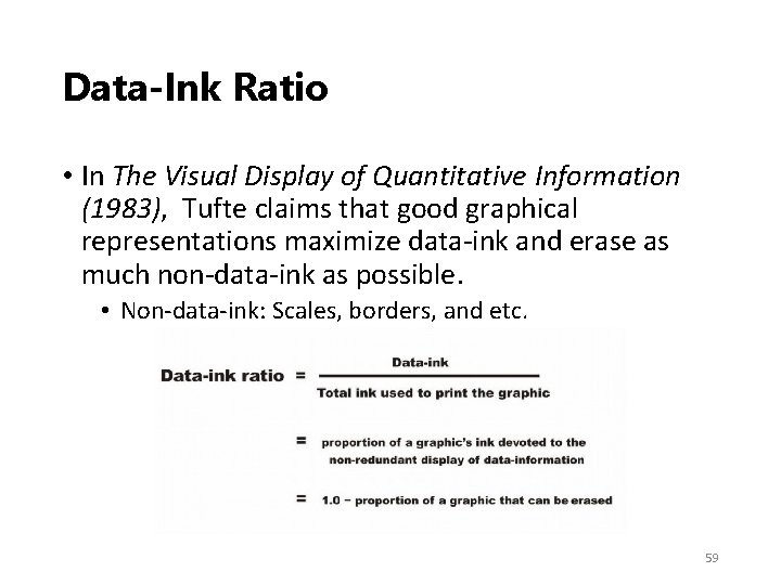 Data‐Ink Ratio • In The Visual Display of Quantitative Information (1983), Tufte claims that