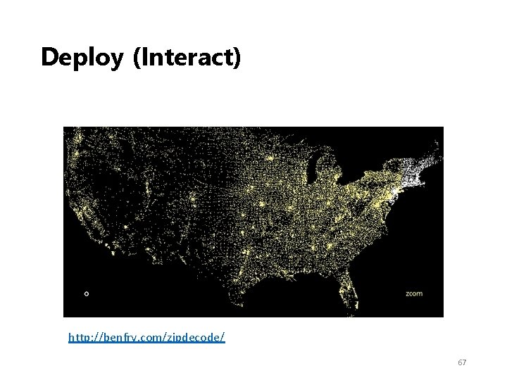 Deploy (Interact) http: //benfry. com/zipdecode/ 67 