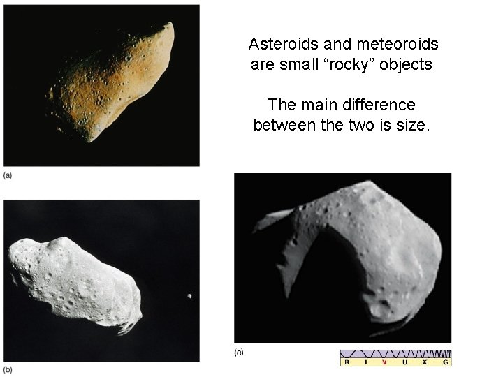Asteroids and meteoroids are small “rocky” objects The main difference between the two is
