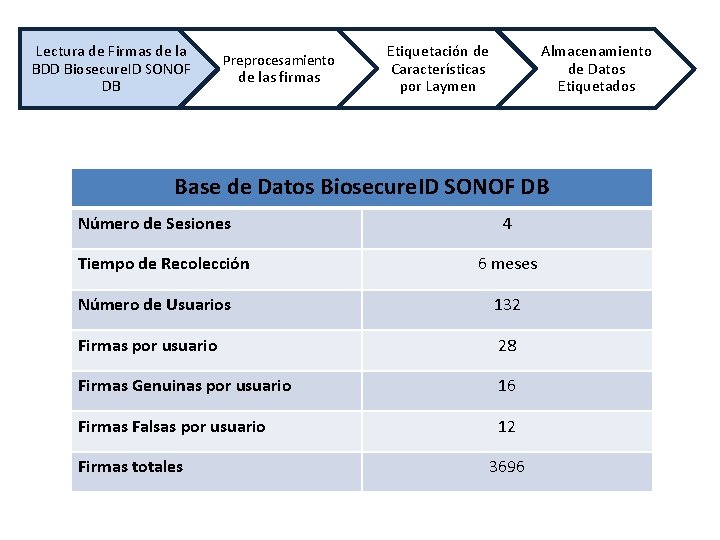 Lectura de Firmas de la BDD Biosecure. ID SONOF DB Preprocesamiento de las firmas