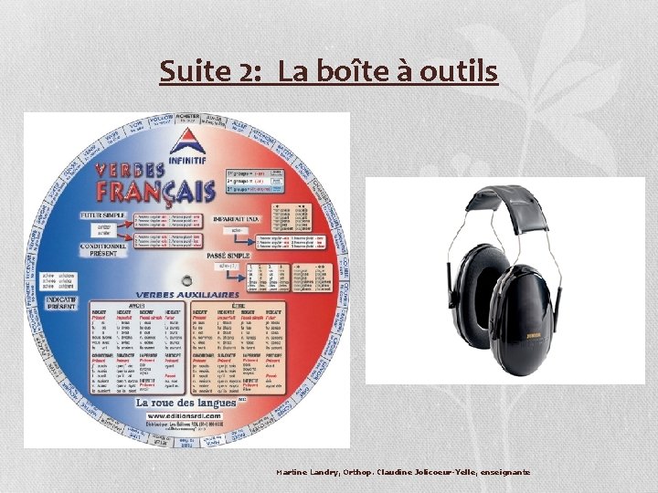 Suite 2: La boîte à outils Martine Landry, Orthop. Claudine Jolicoeur-Yelle, enseignante Suite 2: La boîte à outils Martine Landry, Orthop. Claudine Jolicoeur-Yelle, enseignante