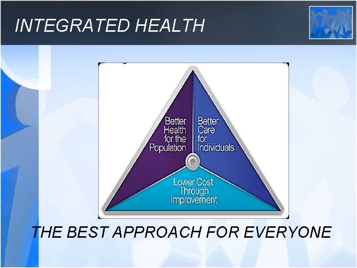  INTEGRATED HEALTH THE BEST APPROACH FOR EVERYONE 