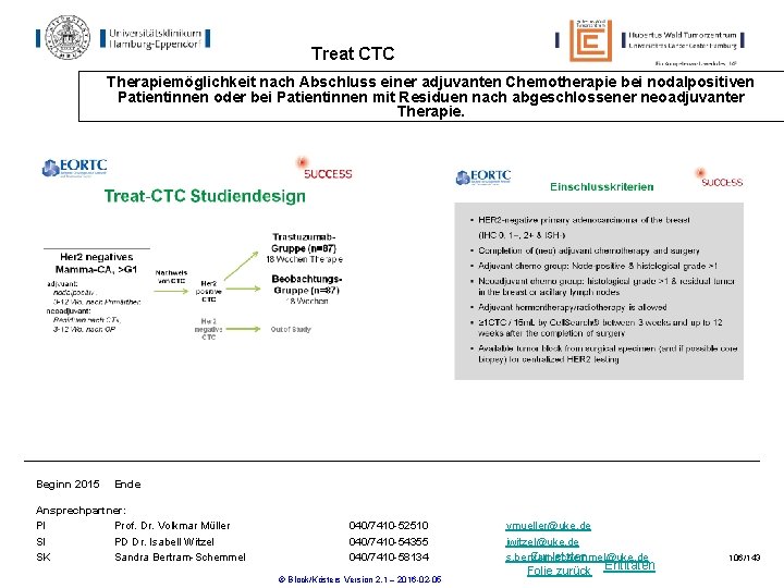 Treat CTC Therapiemöglichkeit nach Abschluss einer adjuvanten Chemotherapie bei nodalpositiven Patientinnen oder bei Patientinnen Treat CTC Therapiemöglichkeit nach Abschluss einer adjuvanten Chemotherapie bei nodalpositiven Patientinnen oder bei Patientinnen
