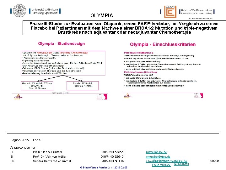 OLYMPIA Phase III-Studie zur Evaluation von Olaparib, einem PARP-Inhibitor, im Vergleich zu einem Placebo OLYMPIA Phase III-Studie zur Evaluation von Olaparib, einem PARP-Inhibitor, im Vergleich zu einem Placebo