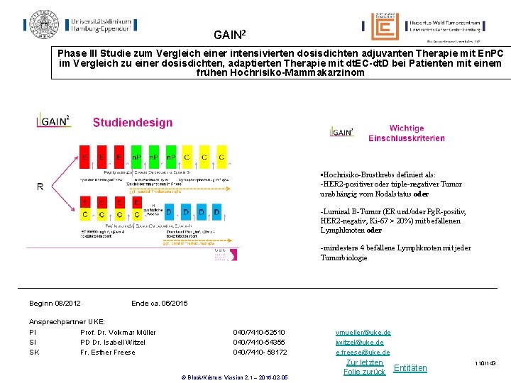 GAIN 2 Phase III Studie zum Vergleich einer intensivierten dosisdichten adjuvanten Therapie mit En. GAIN 2 Phase III Studie zum Vergleich einer intensivierten dosisdichten adjuvanten Therapie mit En.