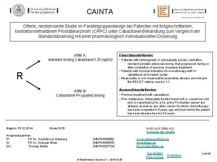 CAINTA Offene, randomisierte Studie im Parallelgruppendesign bei Patienten mit fortgeschrittenem, kastrationsrefraktärem Prostatakarzinom (CRPC) unter CAINTA Offene, randomisierte Studie im Parallelgruppendesign bei Patienten mit fortgeschrittenem, kastrationsrefraktärem Prostatakarzinom (CRPC) unter