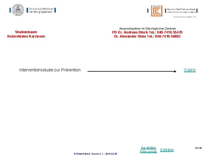 Ansprechpartner im Onkologischen Zentrum Studienbaum Kolorektales Karzinom PD Dr. Andreas Block Tel. : 040 Ansprechpartner im Onkologischen Zentrum Studienbaum Kolorektales Karzinom PD Dr. Andreas Block Tel. : 040