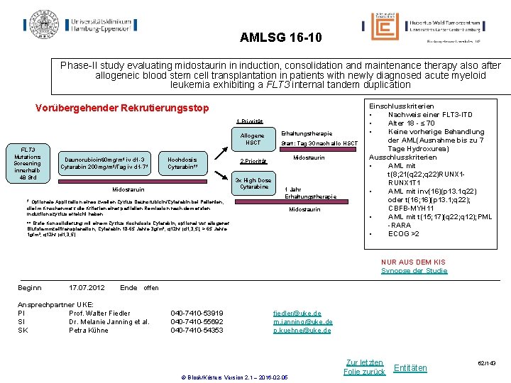 AMLSG 16 -10 Phase-II study evaluating midostaurin in induction, consolidation and maintenance therapy also AMLSG 16 -10 Phase-II study evaluating midostaurin in induction, consolidation and maintenance therapy also