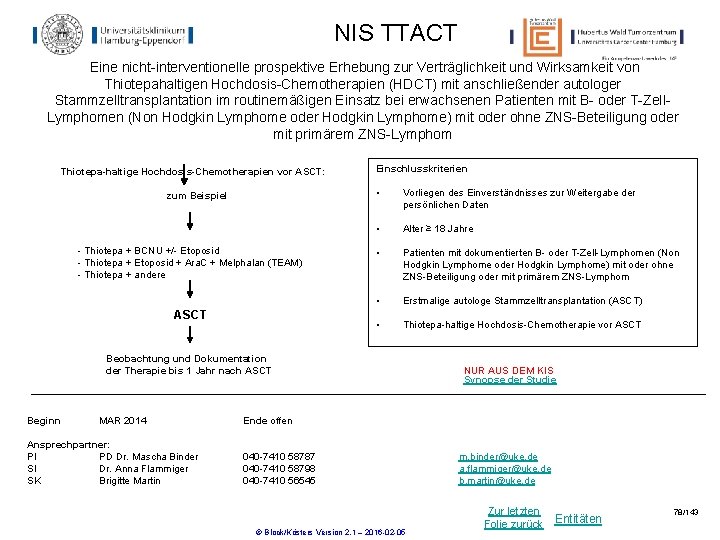 NIS TTACT Eine nicht-interventionelle prospektive Erhebung zur Verträglichkeit und Wirksamkeit von Thiotepahaltigen Hochdosis-Chemotherapien (HDCT) NIS TTACT Eine nicht-interventionelle prospektive Erhebung zur Verträglichkeit und Wirksamkeit von Thiotepahaltigen Hochdosis-Chemotherapien (HDCT)