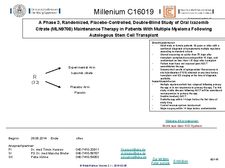 Millenium C 16019 A Phase 3, Randomized, Placebo-Controlled, Double-Blind Study of Oral Ixazomib Citrate Millenium C 16019 A Phase 3, Randomized, Placebo-Controlled, Double-Blind Study of Oral Ixazomib Citrate