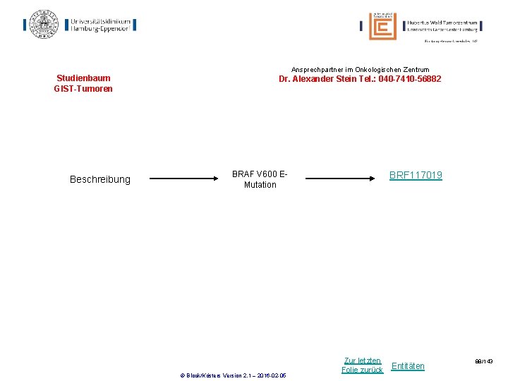 Ansprechpartner im Onkologischen Zentrum Studienbaum GIST-Tumoren Beschreibung Dr. Alexander Stein Tel. : 040 -7410 Ansprechpartner im Onkologischen Zentrum Studienbaum GIST-Tumoren Beschreibung Dr. Alexander Stein Tel. : 040 -7410
