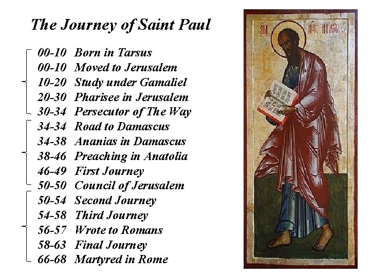 The Journey of Saint Paul 00 -10 10 -20 20 -30 30 -34 34